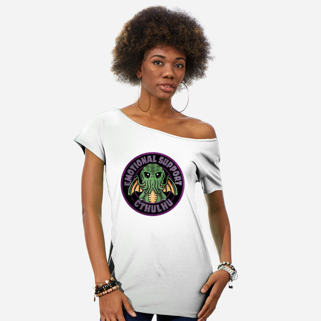 Emotional Support Cthulhu-Womens-Off Shoulder-Tee-fanfreak1