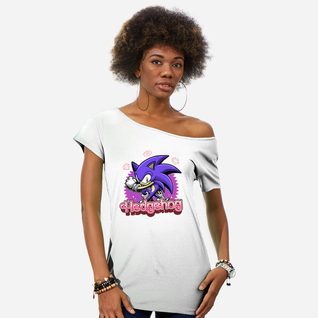 The Blue Hedgehog-Womens-Off Shoulder-Tee-Astrobot Invention