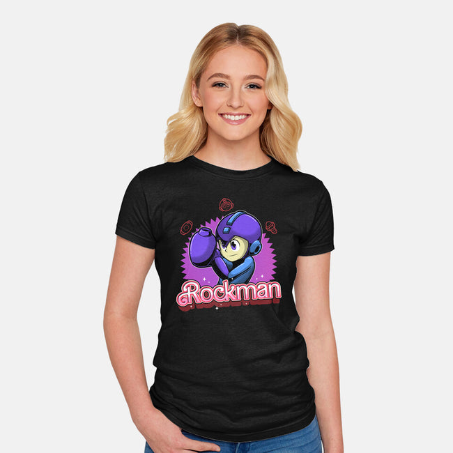 The Blue Bomber 2-Womens-Fitted-Tee-Astrobot Invention