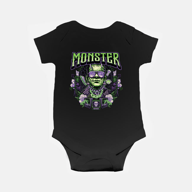 Punk Monster-Baby-Basic-Onesie-glitchygorilla