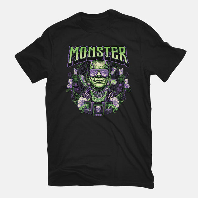 Punk Monster-Womens-Fitted-Tee-glitchygorilla