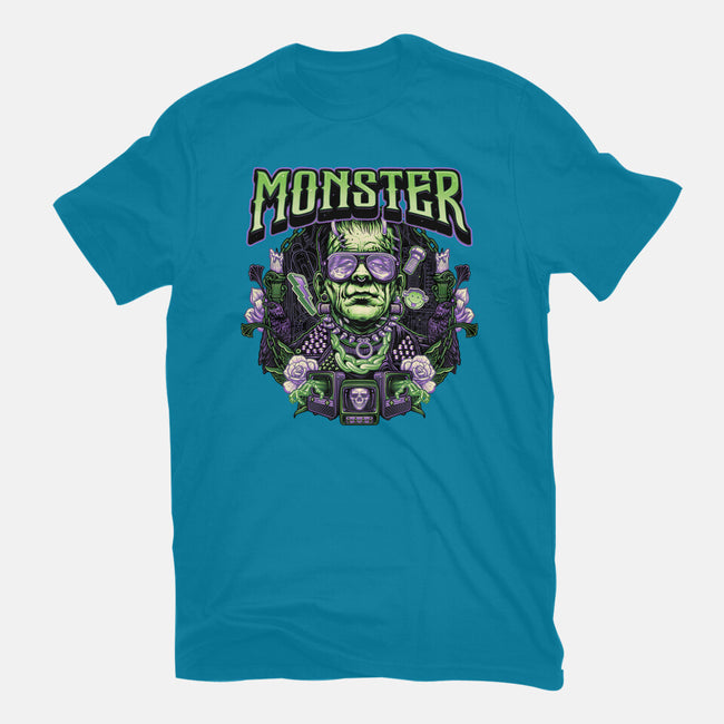 Punk Monster-Womens-Fitted-Tee-glitchygorilla