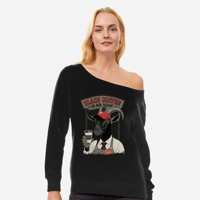 Black Coffee Barista-Womens-Off Shoulder-Sweatshirt-Hafaell