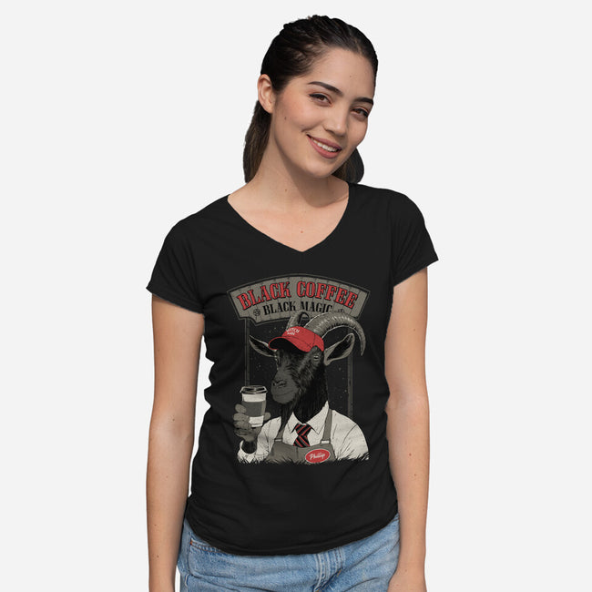 Black Coffee Barista-Womens-V-Neck-Tee-Hafaell