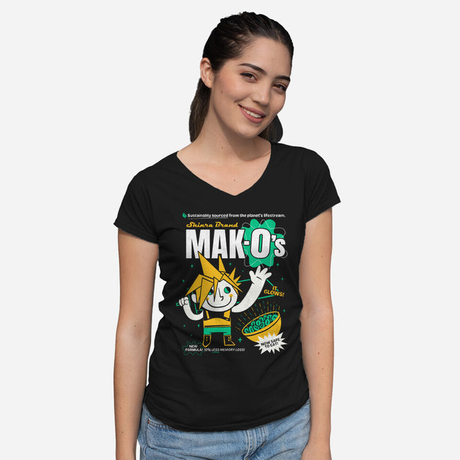 Mak-O's Cereal-Womens-V-Neck-Tee-Aarons Art Room