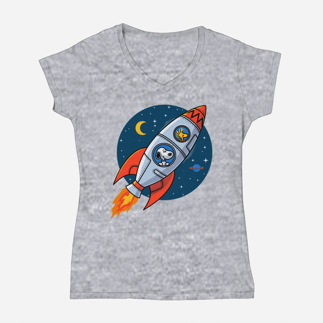 Space Beagle-Womens-V-Neck-Tee-erion_designs