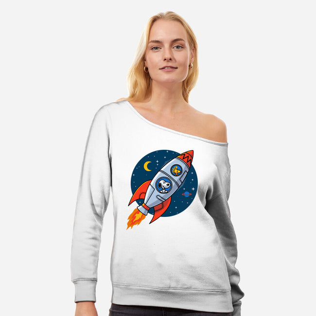 Space Beagle-Womens-Off Shoulder-Sweatshirt-erion_designs