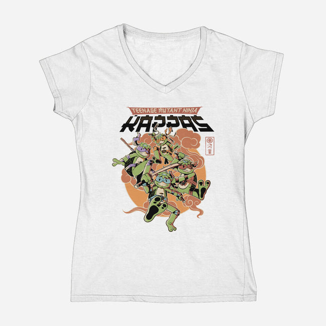 Ninja Kappas-Womens-V-Neck-Tee-demonigote