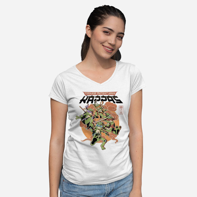 Ninja Kappas-Womens-V-Neck-Tee-demonigote