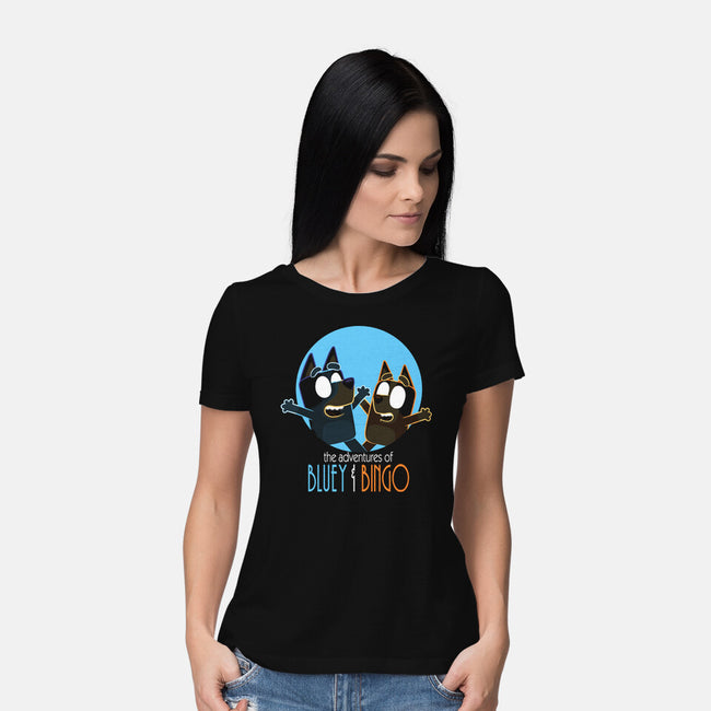 The Adventures Of Bluey And Bingo-Womens-Basic-Tee-jasesa