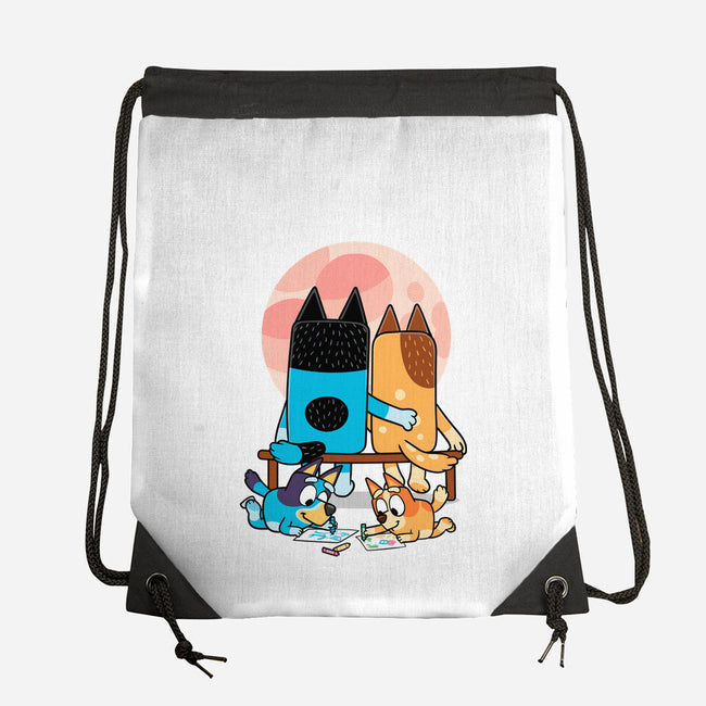 Heelers Gazing At The Moon-None-Drawstring-Bag-jasesa