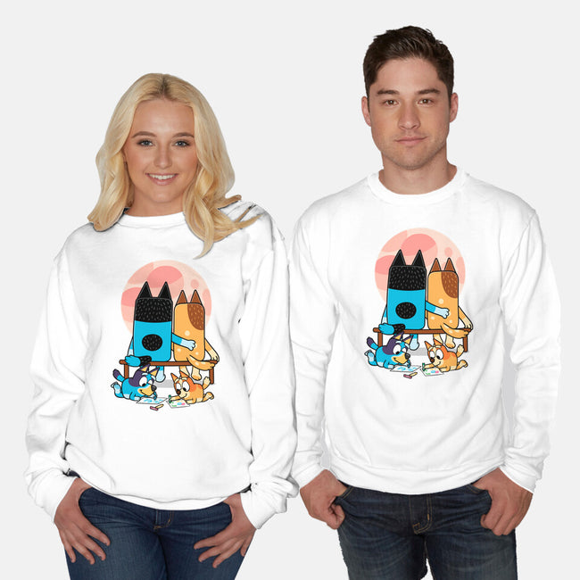 Heelers Gazing At The Moon-Unisex-Crew Neck-Sweatshirt-jasesa