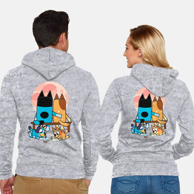 Heelers Gazing At The Moon-Unisex-Zip-Up-Sweatshirt-jasesa