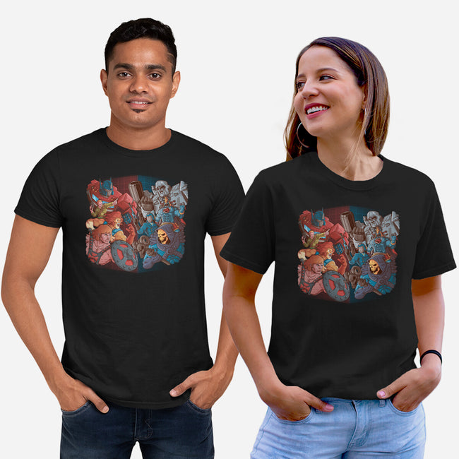 Cartoon Clash-Unisex-Basic-Tee-Skullpy