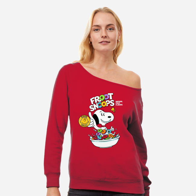 Froot Snoops-Womens-Off Shoulder-Sweatshirt-grevalra