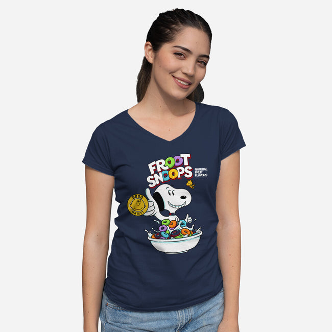 Froot Snoops-Womens-V-Neck-Tee-grevalra