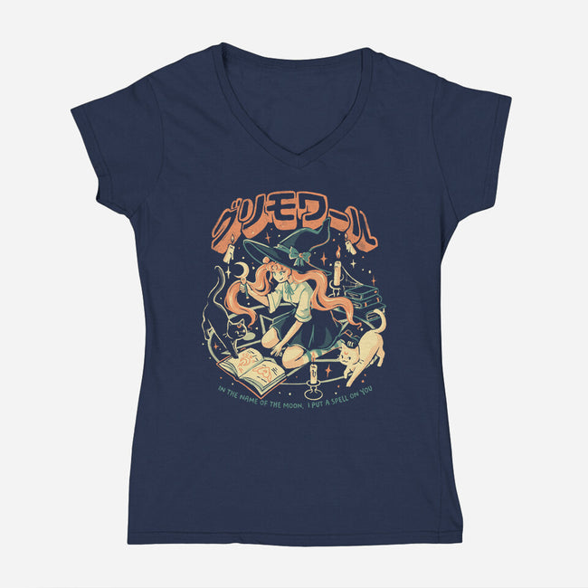 Moon Witch-Womens-V-Neck-Tee-eduely