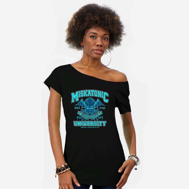 Miskatonic Metaphysics Dept-Womens-Off Shoulder-Tee-drbutler