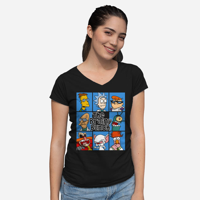 The Brainy Bunch-Womens-V-Neck-Tee-drbutler