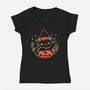 Halloween Maneki Neko-Womens-V-Neck-Tee-xMorfina