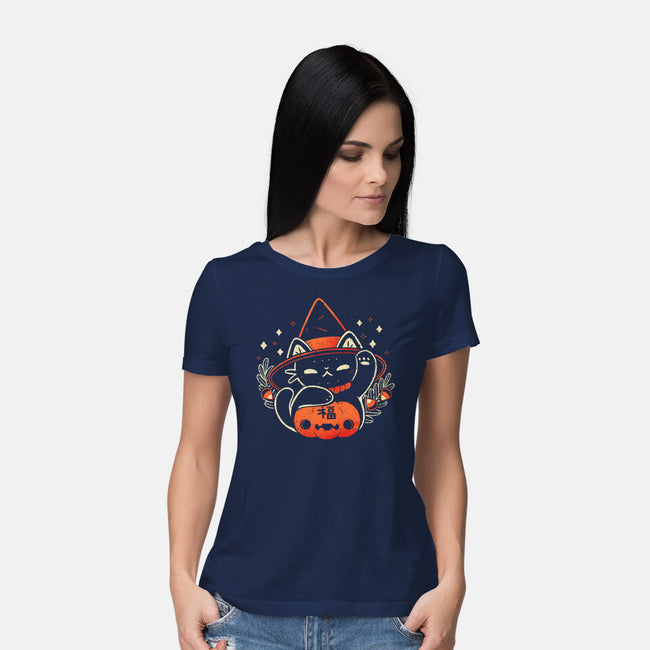 Halloween Maneki Neko-Womens-Basic-Tee-xMorfina