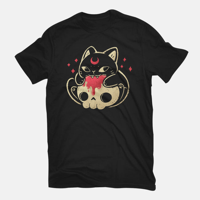 Creepy Black Cat-Womens-Basic-Tee-xMorfina