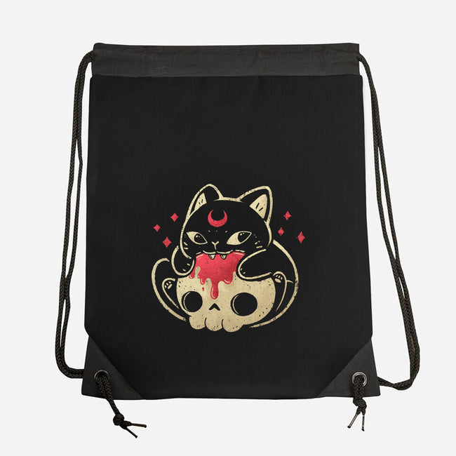 Creepy Black Cat-None-Drawstring-Bag-xMorfina