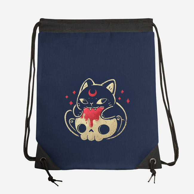 Creepy Black Cat-None-Drawstring-Bag-xMorfina