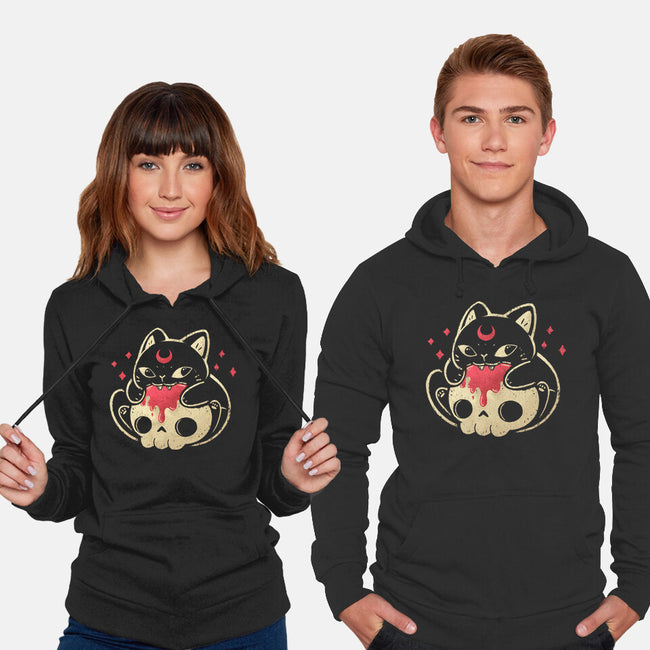 Creepy Black Cat-Unisex-Pullover-Sweatshirt-xMorfina