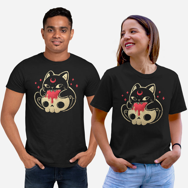 Creepy Black Cat-Unisex-Basic-Tee-xMorfina