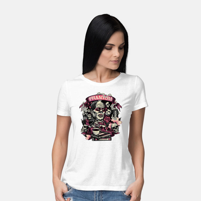 Many Faces Of The Phantom-Womens-Basic-Tee-glitchygorilla