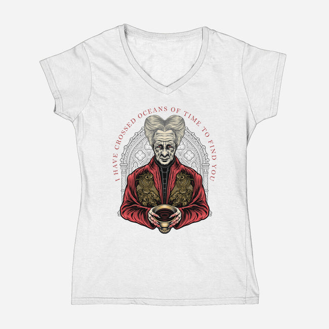 The Impaler-Womens-V-Neck-Tee-glitchygorilla