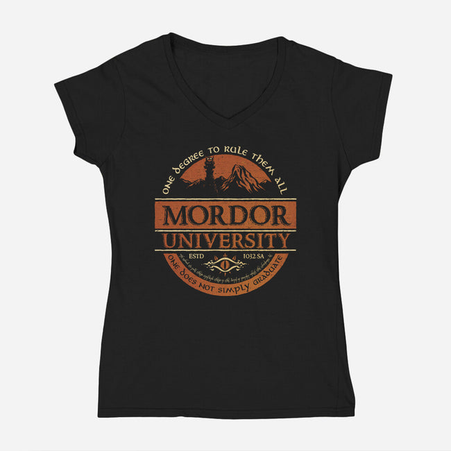 Mordor University-Womens-V-Neck-Tee-kg07