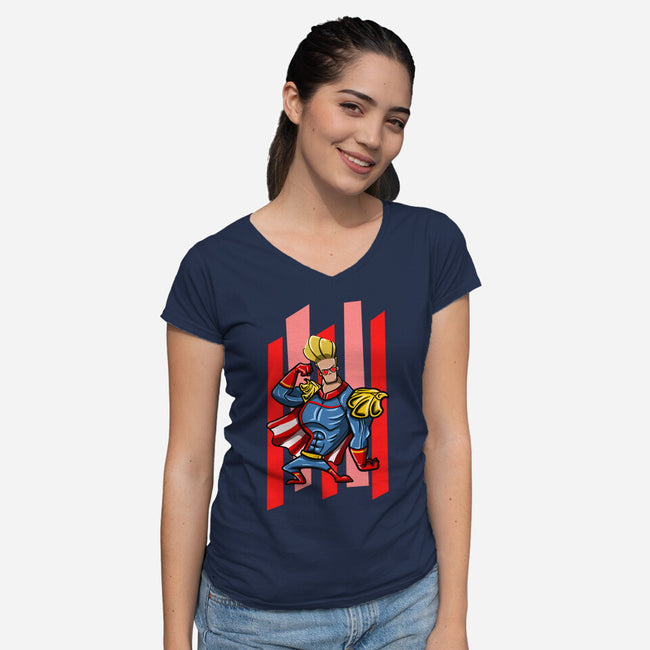 My New Hero-Womens-V-Neck-Tee-nickzzarto