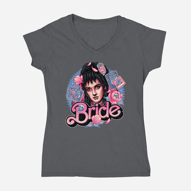 The Pink Bride-Womens-V-Neck-Tee-glitchygorilla