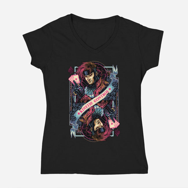 Kinetic Control Card-Womens-V-Neck-Tee-glitchygorilla