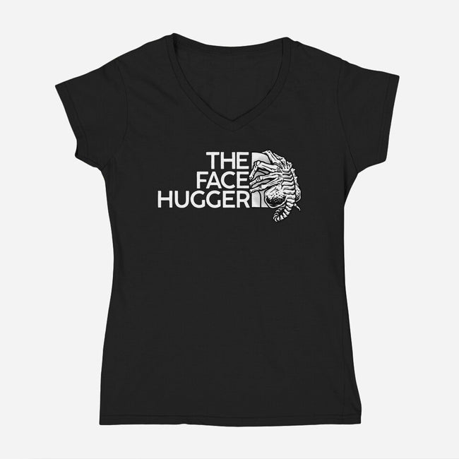 The Face Hugger-Womens-V-Neck-Tee-glitchygorilla