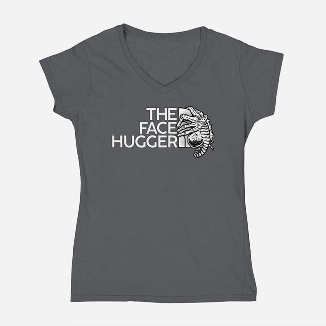 The Face Hugger-Womens-V-Neck-Tee-glitchygorilla