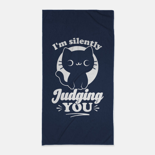 Cat Judges You-None-Beach-Towel-Studio Mootant