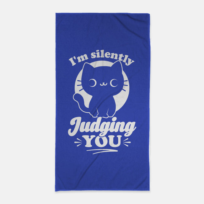 Cat Judges You-None-Beach-Towel-Studio Mootant