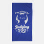 Cat Judges You-None-Beach-Towel-Studio Mootant