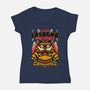 Creepy Cat Lasagna-Womens-V-Neck-Tee-Studio Mootant