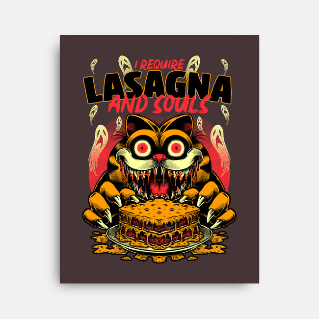 Creepy Cat Lasagna-None-Stretched-Canvas-Studio Mootant