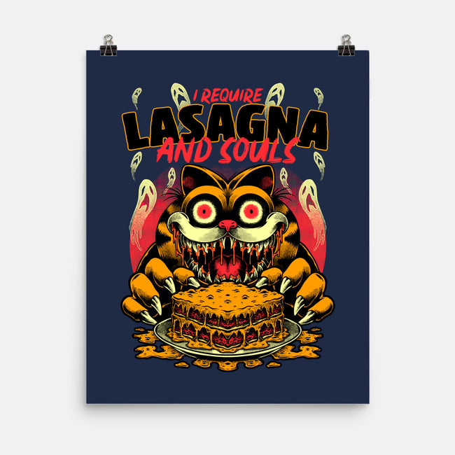 Creepy Cat Lasagna-None-Matte-Poster-Studio Mootant