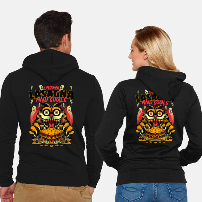 Creepy Cat Lasagna-Unisex-Zip-Up-Sweatshirt-Studio Mootant