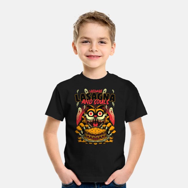 Creepy Cat Lasagna-Youth-Basic-Tee-Studio Mootant