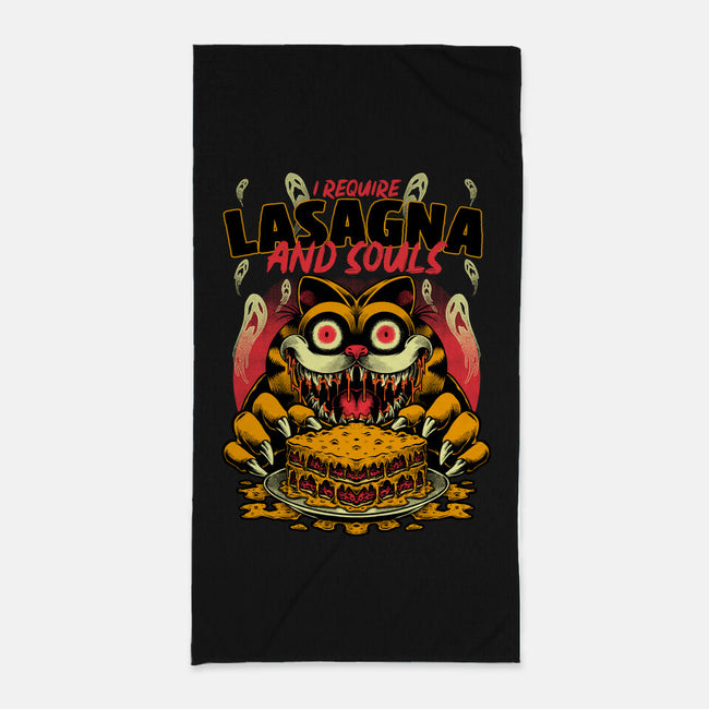 Creepy Cat Lasagna-None-Beach-Towel-Studio Mootant