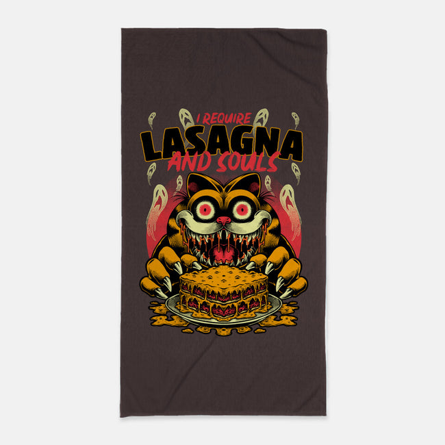 Creepy Cat Lasagna-None-Beach-Towel-Studio Mootant