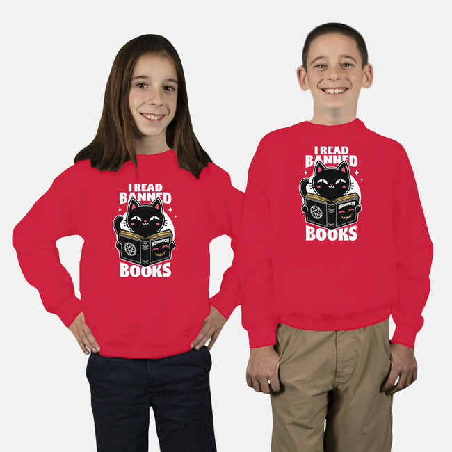 Cat Book Necronomicon-Youth-Crew Neck-Sweatshirt-Studio Mootant