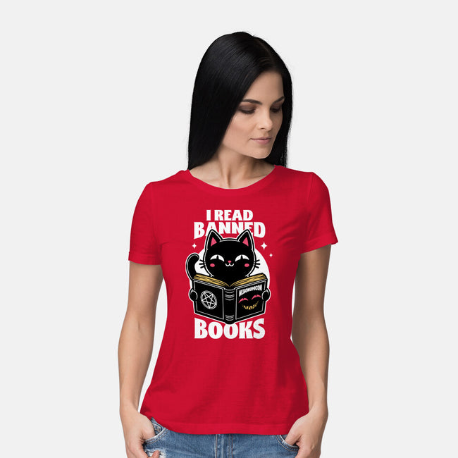 Cat Book Necronomicon-Womens-Basic-Tee-Studio Mootant